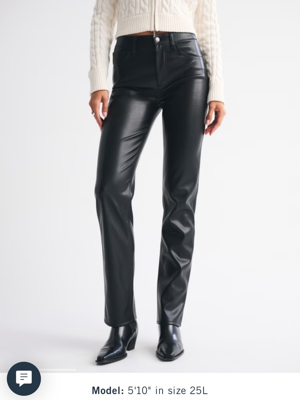 Abercrombie & Fitch Black Faux Leather Straight-Leg Pants
